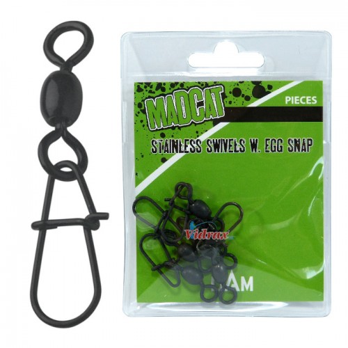 Вирбел с карабинка Stainless Swivels with Egg Snap SVS70912/13 - Madcat
