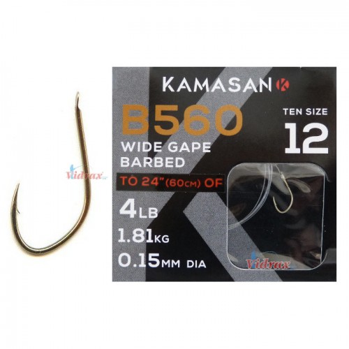 Вързани куки B560 Wide Gape Barbed №12 - Kamasan