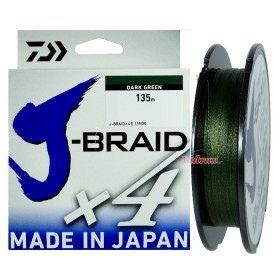 Плетено влакно J-Braid x4 Dark Green 135 м 0.25 мм PE#3.0 - Daiwa