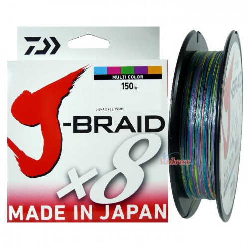Плетено влакно J-Braid x8 Multicolor 150 м 0.16 мм PE#1.2 - Daiwa