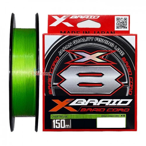 8 нишково плетено влакно X-Braid Cord X8 150 м Chartreuse #0.5 (0.117мм) - YGK